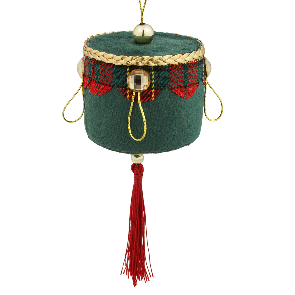 Velvet christmas tree decoration Drum with tassel